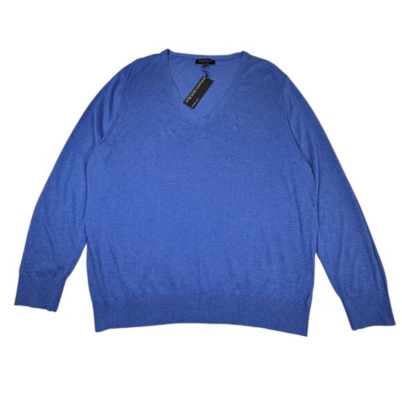 NWT Banana Republic V-Neck Sweater SZ XL Blue Silk Blend Minimalist Preppy - Picture 3 of 11